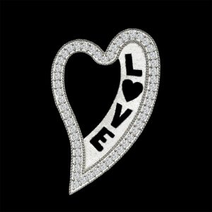 Real Diamond Love White Gold Heart Shaped Pendant